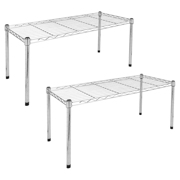 1-Tier Shelving Unit, 29.92" W x 13.78" D x 14.96" H Steel Organizer Wire Rack, Chrome, 2 Pack