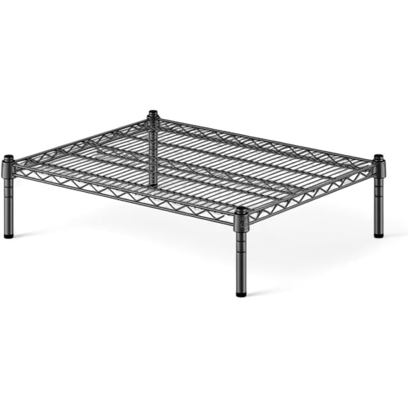 1-Tier Wire Dunnage Rack, Heavy-Duty Adjustable Shelving Unit (Black, 24" W x 30" L x 8" H)