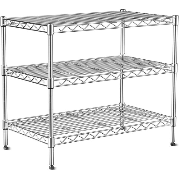 1-Tier Wire Shelf Rack,30" Wx14 Dx17 H,Single Metal Shelves Rack,Height Adjustable Metal Wire Shelving Unit and Storage for Kitchen,Cabinet,Countertop,Under-Sink,Closet,Pantry,Studio