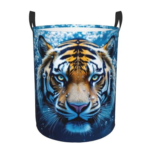 1 Tiger Pattern Laundry Basket - Portable Storage Basket, Equipped with Sturdy Handles, Waterproof Oxford Fabric, Easy To Store and Fold Design, Suitable for Use in Bathrooms, Bedrooms, Living Rooms