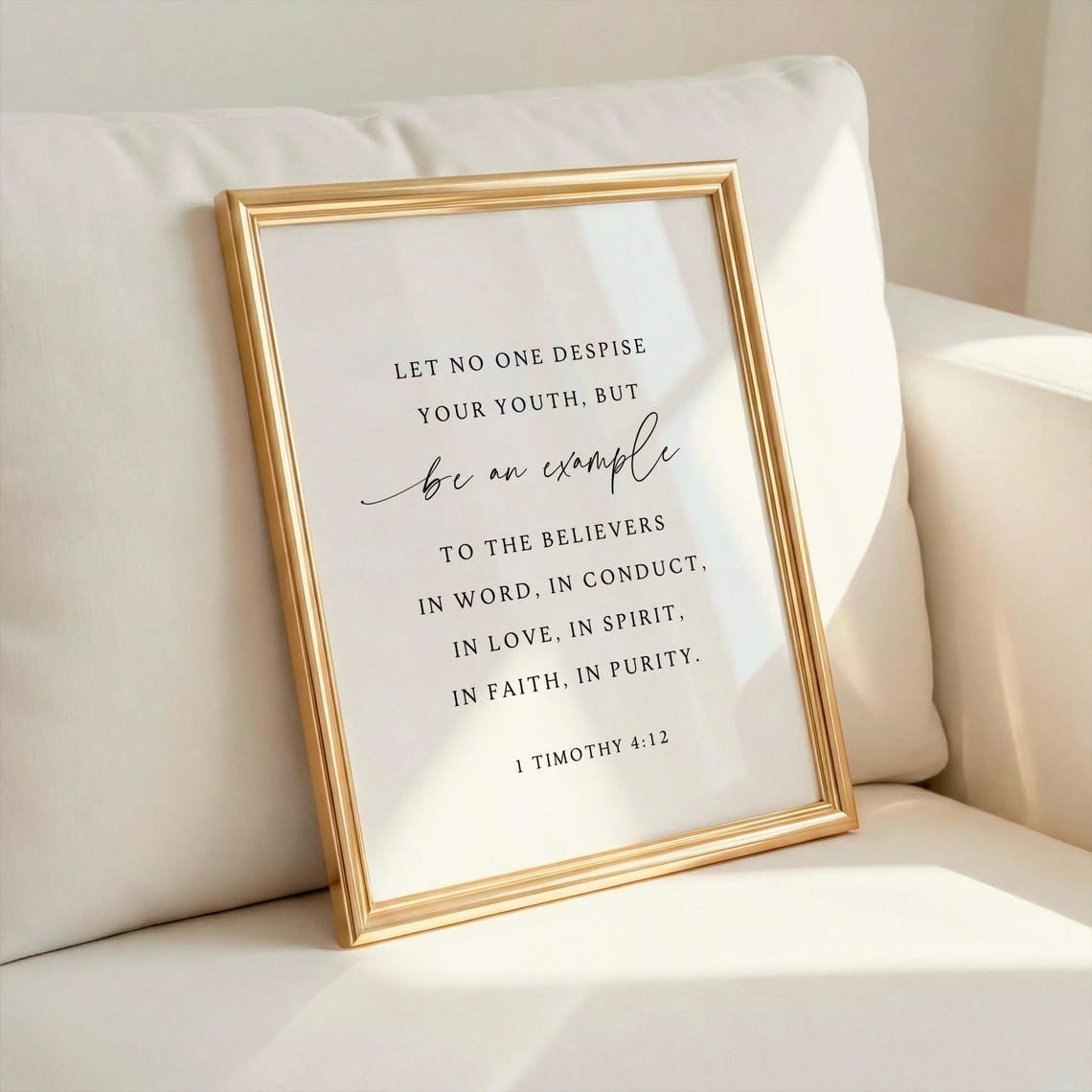 1 Timothy 4 12 Scripture Christian Wall Art, Unframed Canvas Size 12x18 ...