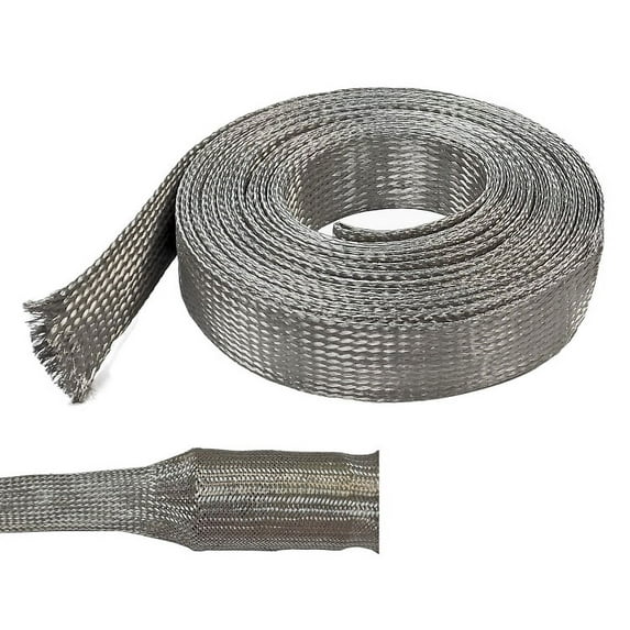 1" Tinned Copper Metal Braided Sleeving - 50 Feet