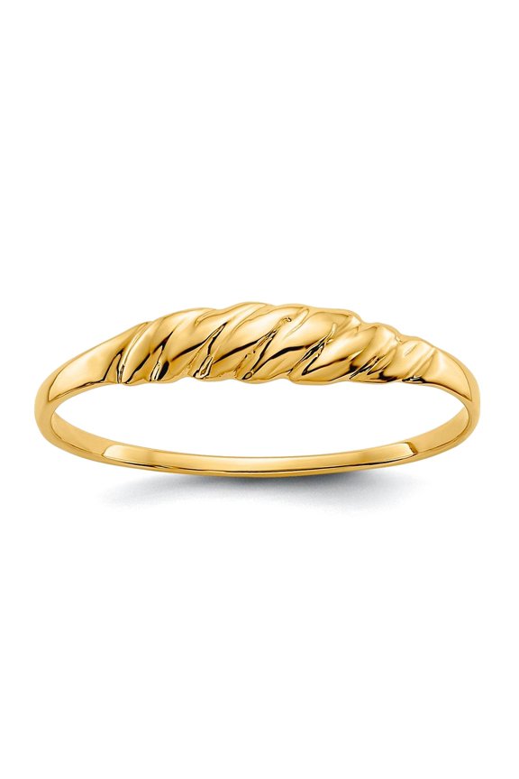 1 To 4mm 10k Solid Yellow Gold Textured Ridged Dome Ring Size 6.50 Ring for Women - .7 Grams