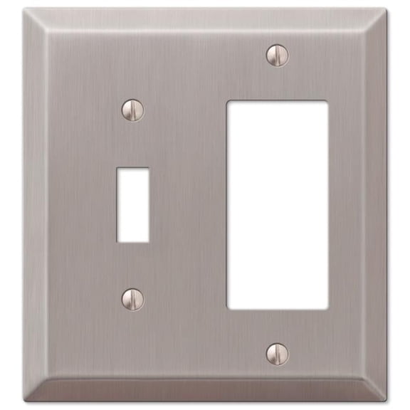 1 Toggle & 1 Rocker Brushed Nickel Wallplate