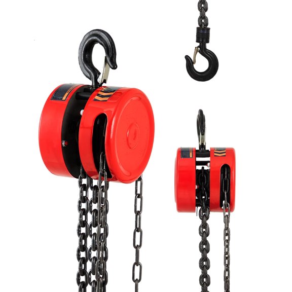 1 Ton (2200LBS) Hand Chain Hoist, G70 HeatTreated Galvanized Manual Chain Block 8FT Lift Height, 360 Swivel Safety Hooks with Dual Pawl Brake System for Warehouse Garage Construction Lifting