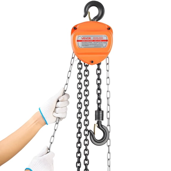 1 Ton (2200 lbs) Capacity Hand Chain Hoist with Upgraded G80 Galvanized Load Chain, 20 ft Lift Height,Heavy Duty Manual Chain Block for Industrial Garage Warehouse Automotive and Machinery Lifting