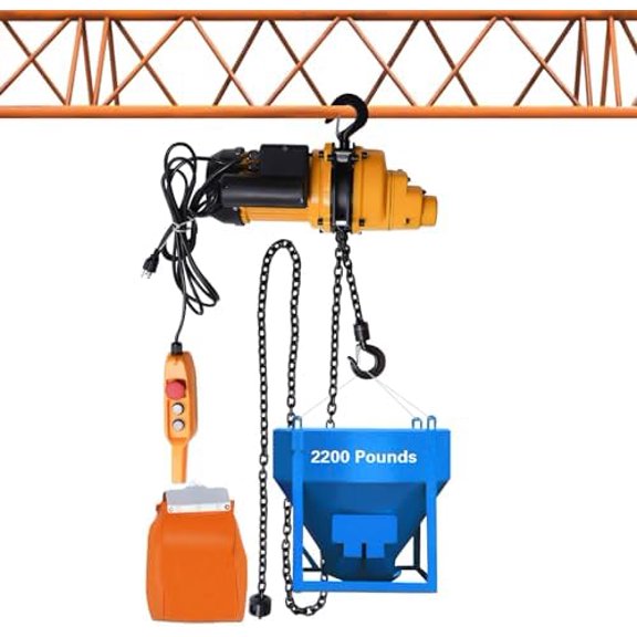 1 Ton Electric Chain Hoist, 13 FT Lifting Height, 110V Single Phrase Overhead Crane with 20Mn2 Chain, 1500W Electric Winch for Garage, Shop, Hotel, Home
