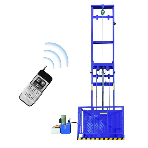 1 Ton Hydraulic Freight Elevator Lift - 2200lbs Capacity Electric Platform Lift with Anti-Fall Safety Device & Cylinder Shield, 13ft Lifting Height for Home, Warehouse & Factory