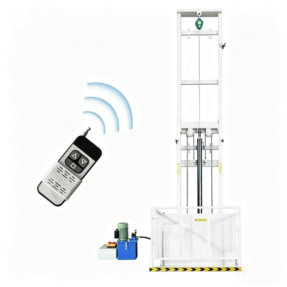 1 Ton Hydraulic Freight Elevator Lift - 2200lbs Capacity Electric Platform Lift with Anti-Fall Safety Device & Cylinder Shield, 6.5ft Lifting Height for Home, Warehouse & Factory