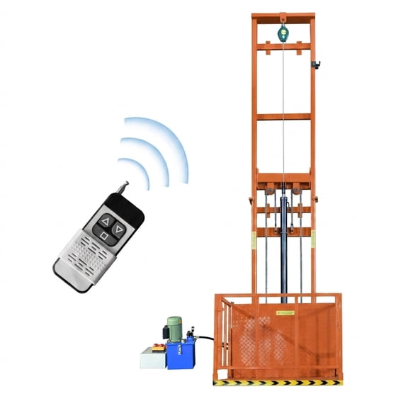 1 Ton Hydraulic Freight Elevator Lift - 2200lbs Capacity Electric Platform Lift with Anti-Fall Safety Device & Cylinder Shield, 6.5ft Lifting Height for Home, Warehouse & Factory