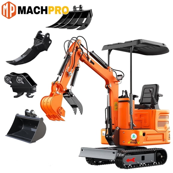 MachPro 1.2 Ton Mini Excavator Track Digger with 13.5hp B&S Engine Hydraulic Thumb Clamp USA Stock, Mini Excavator Gas Power 1 Ton EPA Certification