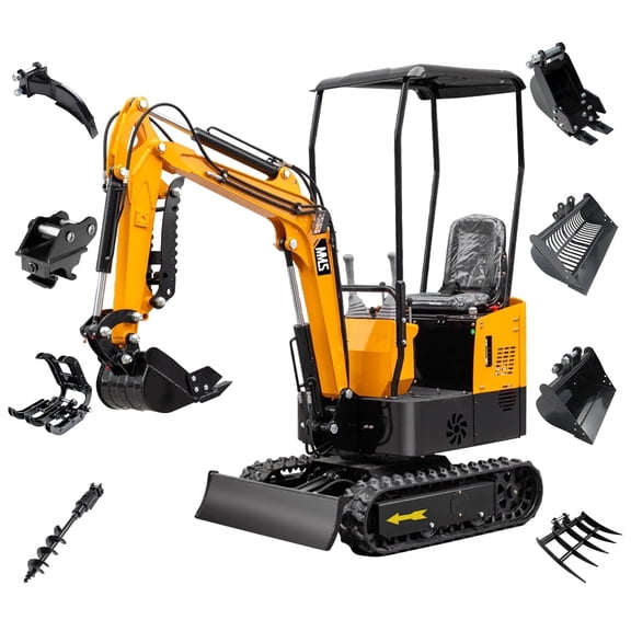 1 Ton Mini Excavator with 8pcs Attachments 13.5HP RATO Gas Engine 420cc Crawler Trencher Digger Machine