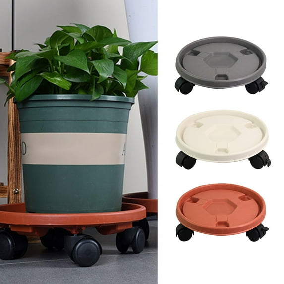 1 Tray Clearance! Nomeni Universal Wheel Mobile Tray Flower Pot Bottom Basin Support Roller Round Chassis, Garden Decor Promotion Sale! Grey