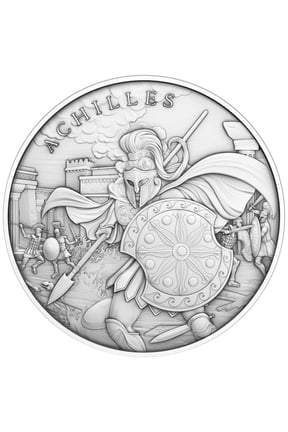 1 Troy oz Achilles Design .999 Fine Silver Round