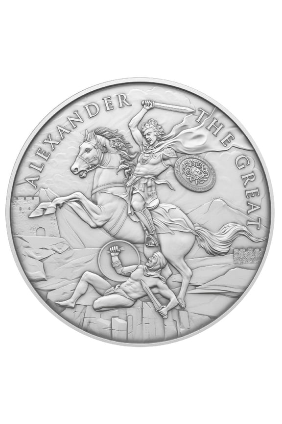 1 Troy oz Alexander the Great Design .999 Fine Silver Round