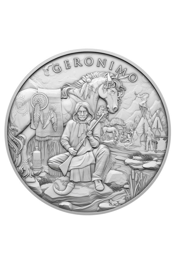 1 Troy oz Geronimo Design .999 Fine Silver Round