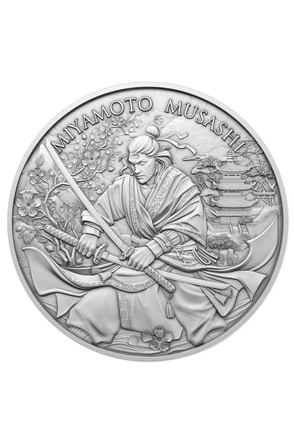 1 Troy oz Miyamoto Musashi Design .999 Fine Silver Round
