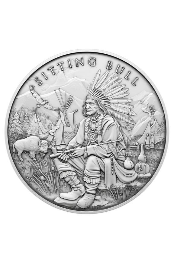 1 Troy oz Sitting Bull Design .999 Fine Silver Round