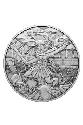 1 Troy oz Spartacus Design .999 Fine Silver Round