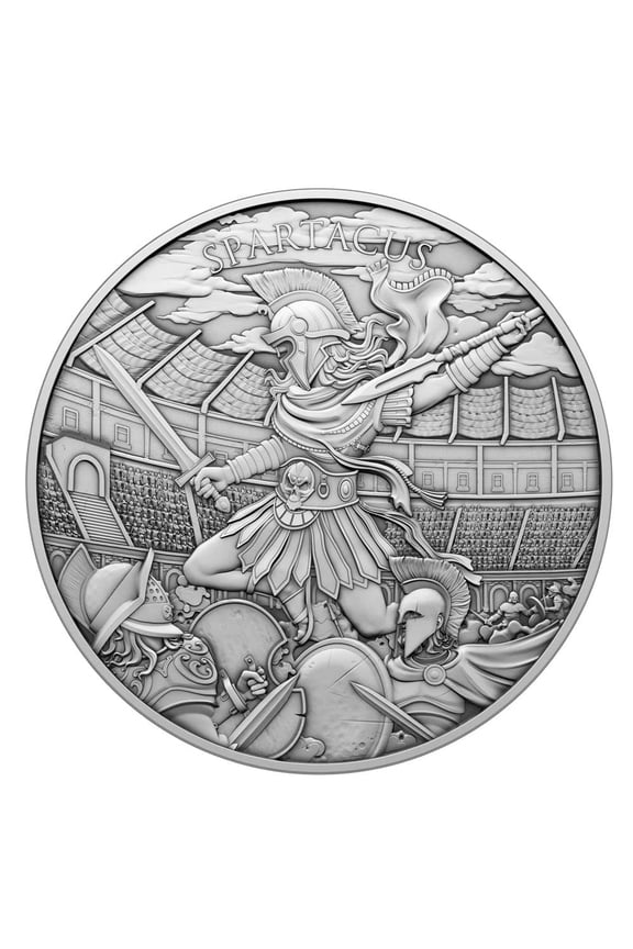 1 Troy oz Spartacus Design .999 Fine Silver Round