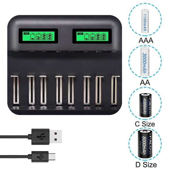 1 Unit 8 Slot USB Smart Charger Professional Energy Replenishment8slots)black)