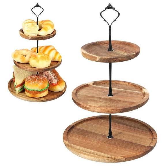 1 Unit Multi Tier Solid Wood Display Stand Professional Spatial Consolidationbrown)