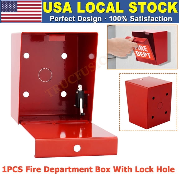 (1) Upgraded Fire Department Box With Lock Hole Red Heavy Duty Steel Wall Mount