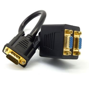 1 VGA Male to 2 VGA Female VGA Monitor Y Splitter Cable 30CM