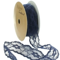 1" Vintage Scalloped Edge Lace Ribbon Trim Navy 25 Yard