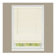 thumbnail image 1 of 1" Vinyl Slats Room Darkening Cordless Window Blinds, 64L x 34W Inches Manual Operation Mode Blackout Privacy Blind, Solid Pattern Ceiling-Outside Mount Pull-Up Mini Blinds, Beige, 1 of 9