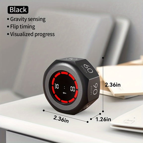 1 Visual Gravity-Sensing Timer | Learning Discipline Checker, Kitchen Fitness Baking Timer, Rechargeable, Lithium Battery