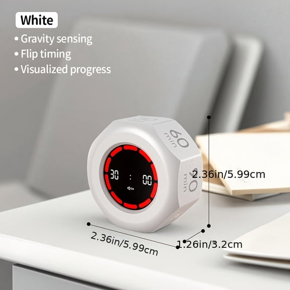1 Visual Gravity-Sensing Timer | Learning Discipline Checker, Kitchen Fitness Baking Timer, Rechargeable, Lithium Battery