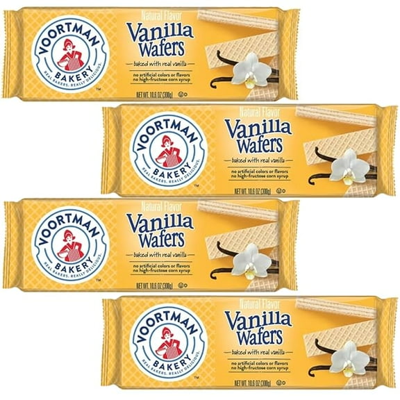 #1 Voortman Cookies - Vanilla Wafers (Pack of 4 x 10.6 Oz Ea) Made With Real Ingredients ... Delicious! Crunchy Cookies