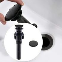 1*Water Drain,Black Push-Pull Drain with Basket,Bathroom Drain with Overflow Bathroom Stopper Up Drain Assembly for Bathroom Vanity Faucet Polished Plastic Rapid Draining with Hair Catcher Anti Clog