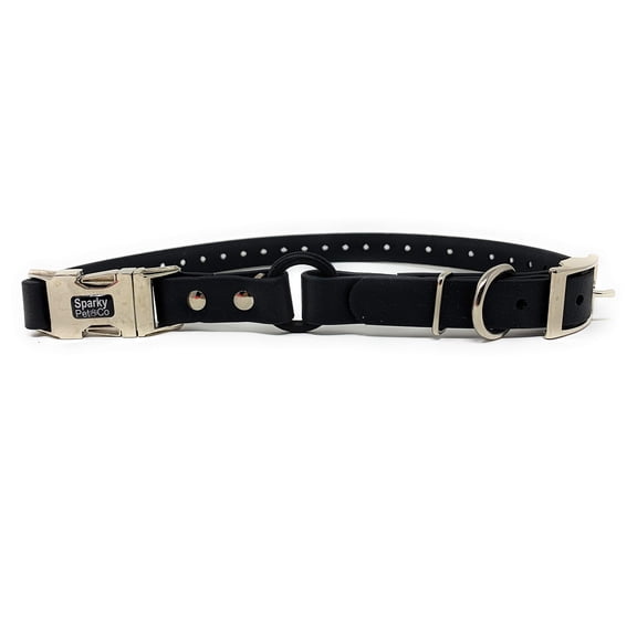 Sparky Pet Co - Zeus ECollar Replacement Strap - Bungee Loop Dog Collar - Waterproof Biothane - Adjustable - Double Buckle - Quick Snap Metal Clasp - for Invisible Fence Systems 1"x 30"(Black)