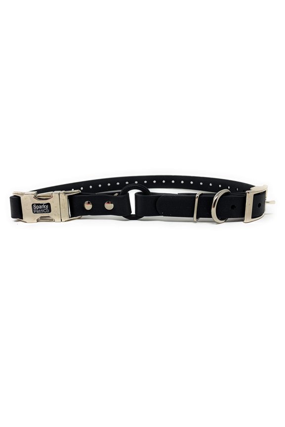 - Zeus ECollar Replacement Strap - Bungee Loop Dog Collar - Waterproof Biothane - Adjustable - Double Buckle - Quick Snap Metal Clasp - for Invisible Fence Systems 1"x 30"(Black)