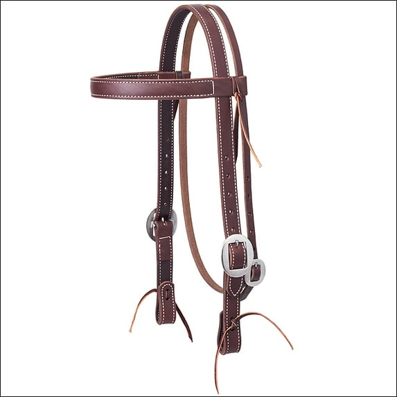 1" Weaver Working Cowboy Browband Horse Leather Headstall Stainless Steel