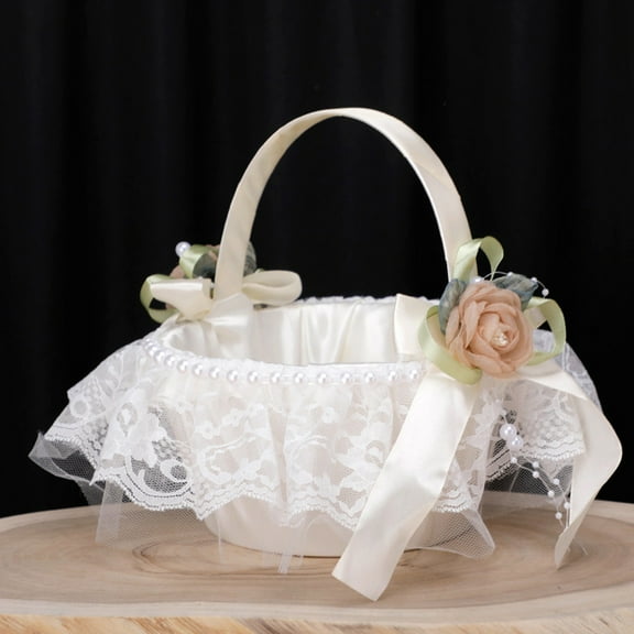 1×Wedding Party Flower Basket Clearance! Wedding Bride Flower Girl Basket Silk Rose Silk Cloth Flower Basket Married Sprinkled Flower Basket Wedding Supplies, Home Decor Promotion Sale!