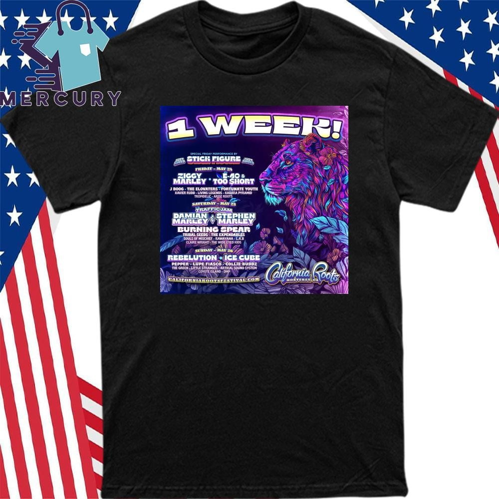 1 Week California Roots Monterey Ca Tour 2024 Poster Shirt