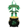 thumbnail image 1 of (1) Welcome St Patrick's Day Leprechaun Pot of Gold Hanging Sign Decoration for Home Kitchen Wall Window Front Door Indoor Farmhouse Living Room Holiday Decorative Ornament Party Favor Gift, 1 of 7