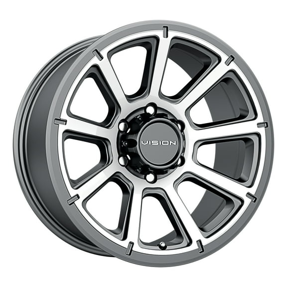15x6 Vision 353 Turbine Gunmetal Machined Face Wheel 5x4.5 (0mm)