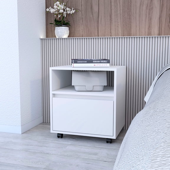 1 White Nightstand With Convenient - Maximize Bedroom Space & Organization 1 Spacious Drawer And In Decorate