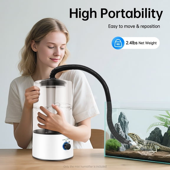 1* White Pet Humidifier, Water Tank Capacity: 4L/1.06gal, Suitable for Geckos, Snakes, Turtles, Tortoises, Lizards, Frogs, Toads, Voltage: 110-220V