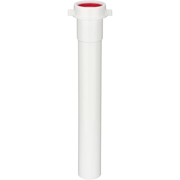 (1 ) White Sink Drain Extension Thread Pipe1 1/2 Inch x 12 inch Length for Kitchen Sink Drain Pipe Tubular KSD-005W