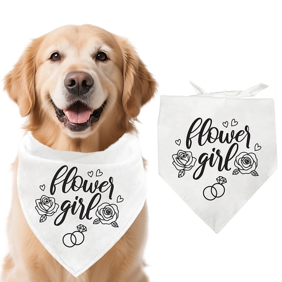 1 White Unbleached Cotton Adjustable Triangle Dog Bandana Flower Girl Theme Promoted to Big Brother Pet Scarf Bandanas Weeding Dog Lovers