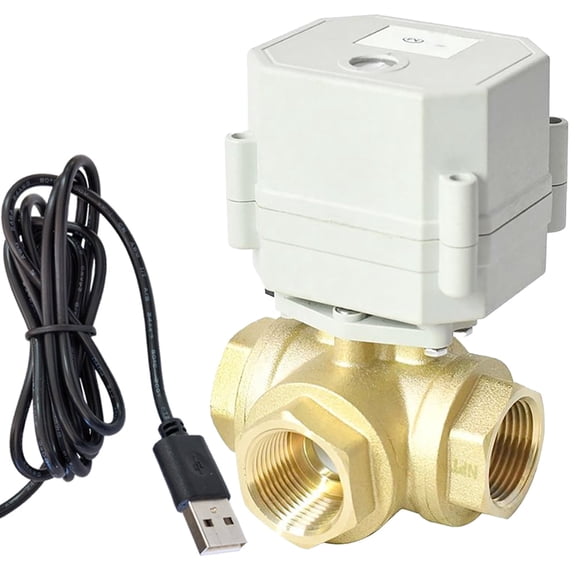 1” WiFi Remote Control Motorized Ball Valve,DN25 Brass 3-Way Smart Water Valve