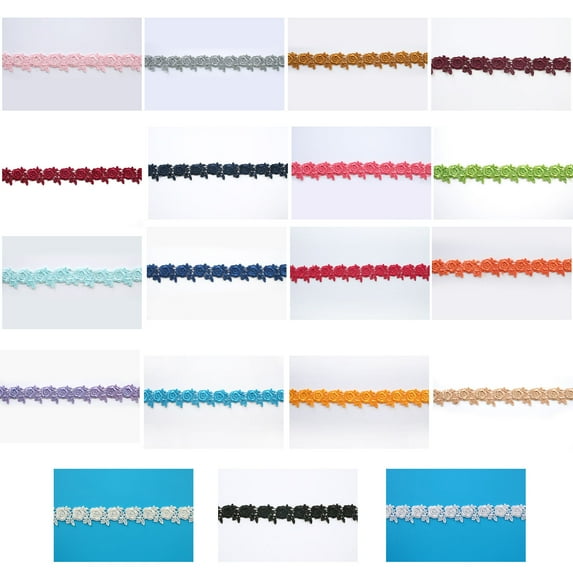 1" Wide 19 Colors Floral Embroidered Venice Lace Trimming Guipure Trim by Yard