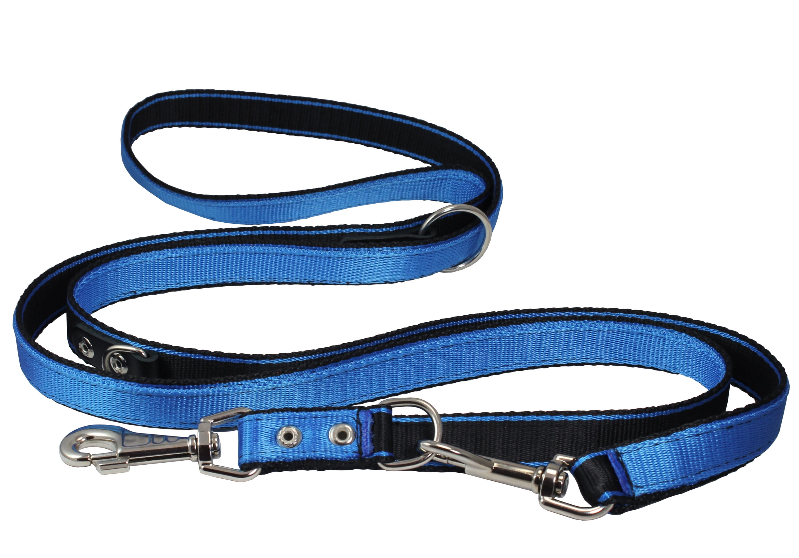 1" Wide 6 Way European Multi-functional Nylon Dog Leash, Adjustable Lead Blue 40"-70" Long