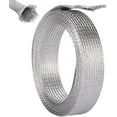 thumbnail image 1 of 1" Wide Stainless Steel Sleeving Braid Cable Wire Shielding Sleeve Ground Straps Protection Flat Metal Mesh Flexible Expandable Scalable Ribbon Wire for Protect Cable 13.12 Feet Silver, 1 of 9