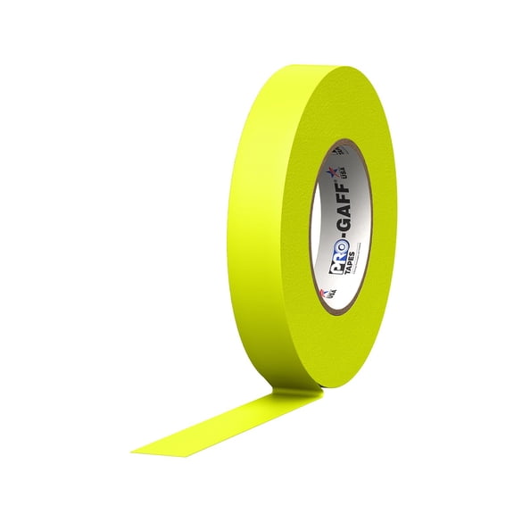 1" Width Tapes Gaff Premium Matte Cloth Gaffer's Tape With Rubber Adhesive, 50 yds Length x, Fluorescent Yellow (Pack of 1)